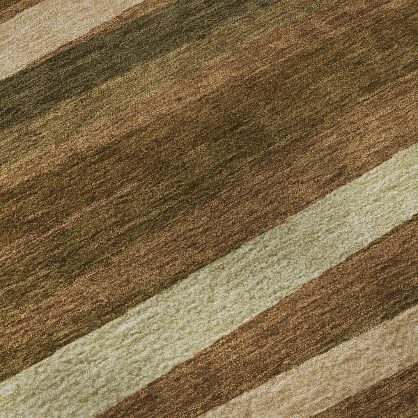 HomeRoots 8' Rust Brown and Copper Striped Round Rug – Durable, Washable, UV Resistant for Stylish Spaces 678517
