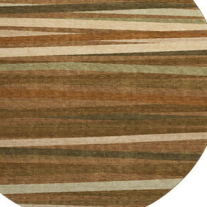 HomeRoots 8' Rust Brown and Copper Striped Round Rug – Durable, Washable, UV Resistant for Stylish Spaces 678517