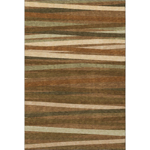 HomeRoots 10' X 14' Washable Area Rug in Rust Brown & Copper Stripes - UV Protected, Durable & Stylish Design 678520