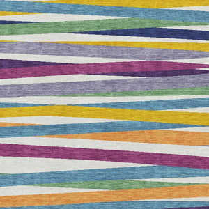 HomeRoots 8' X 10' Vibrant Striped Washable Area Rug - Durable, UV-Protected, Easy-Care for Family Spaces! 678530