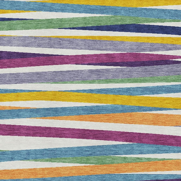 HomeRoots 8' X 10' Vibrant Striped Washable Area Rug - Durable, UV-Protected, Easy-Care for Family Spaces! 678530
