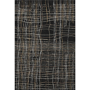 HomeRoots 5' Stylish Washable Striped Area Rug in Black, Ivory & Beige with UV Protection for High-Traffic Spaces 678534