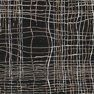 HomeRoots 9' X 12' Washable Black Ivory Beige Striped Area Rug with UV Protection for Stylish Durability & Care 678537