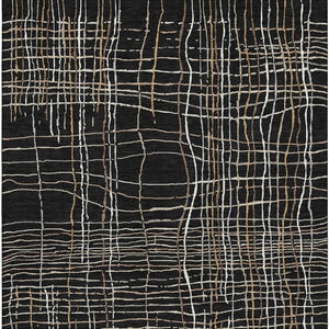 HomeRoots 9' X 12' Washable Black Ivory Beige Striped Area Rug with UV Protection for Stylish Durability & Care 678537