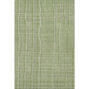 HomeRoots 9' X 12' Green Ivory Gray Striped Washable Area Rug – Stylish, UV-Protected, Durable & Easy Care! 678543
