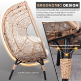 English Elm 2 Pieces Patio Pe Wicker Egg Chairs Model 3 With Natural Color Rattan Beige Cushion