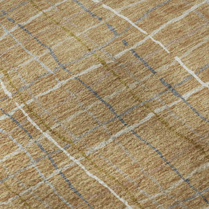 HomeRoots 10' X 14' Striped Washable Area Rug in Gold, Ivory & Gray - UV Protected, Durable & Stylish Design 678550