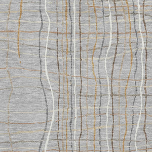 HomeRoots 5' X 8' Gray Gold and Ivory Striped Washable Area Rug with UV Protection for Stylish Living Spaces 678552
