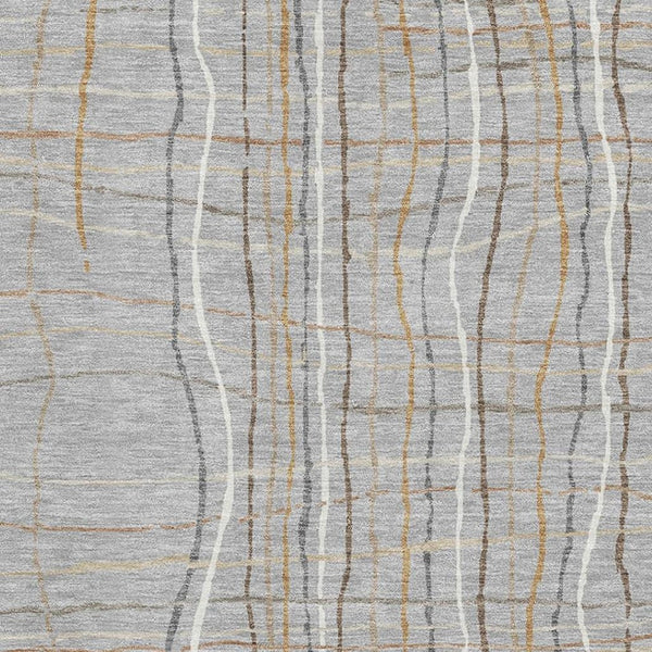HomeRoots 5' X 8' Gray Gold and Ivory Striped Washable Area Rug with UV Protection for Stylish Living Spaces 678552