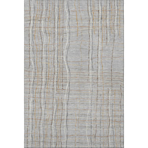 HomeRoots 10' Gray, Gold & Ivory Striped Washable Area Rug - UV Protected, Durable & Stylish for Any Space 678556