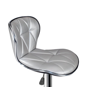 English Elm Adjustable Silver Barstool Set of 2 with Swivel, Triangle Tufted Faux Leather, Chrome Base, Height Adjustable B089P390146