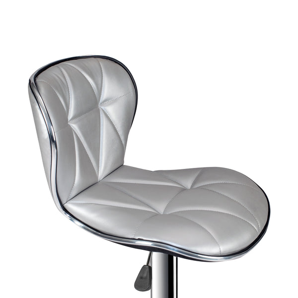 English Elm Adjustable Silver Barstool Set of 2 with Swivel, Triangle Tufted Faux Leather, Chrome Base, Height Adjustable B089P390146