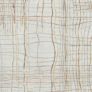 HomeRoots 10' X 14' Elegant Ivory Gold Gray Striped Area Rug – Durable, Washable, UV Protected for High Traffic Homes 678562