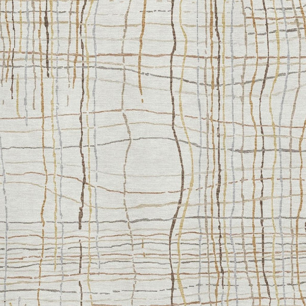 HomeRoots 10' X 14' Elegant Ivory Gold Gray Striped Area Rug – Durable, Washable, UV Protected for High Traffic Homes 678562