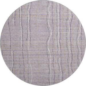 HomeRoots 8' Striped Round Rug in Lavender, Ivory & Gray - Washable, UV Protected, Durable & Stylish Design 678565