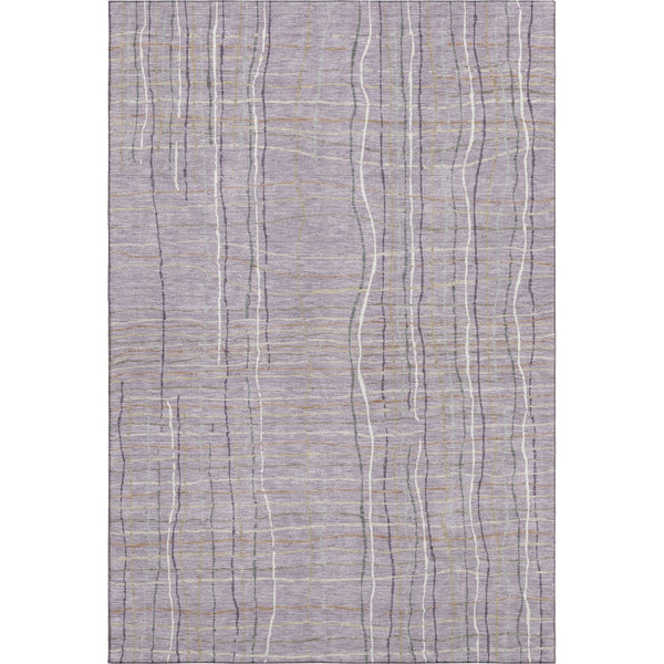 HomeRoots 9' X 12' Striped Area Rug in Lavender, Ivory & Gray - Durable, Washable, UV Protected for Busy Homes 678567