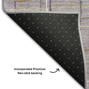 HomeRoots 9' X 12' Striped Area Rug in Lavender, Ivory & Gray - Durable, Washable, UV Protected for Busy Homes 678567