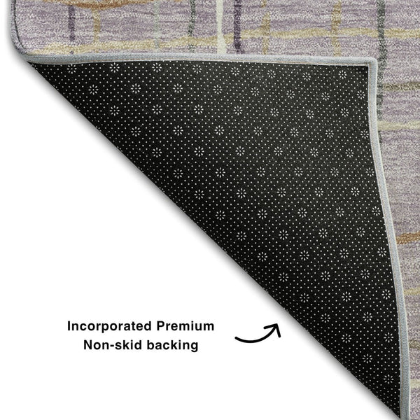 HomeRoots 9' X 12' Striped Area Rug in Lavender, Ivory & Gray - Durable, Washable, UV Protected for Busy Homes 678567