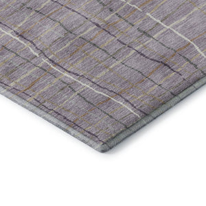 HomeRoots 9' X 12' Striped Area Rug in Lavender, Ivory & Gray - Durable, Washable, UV Protected for Busy Homes 678567