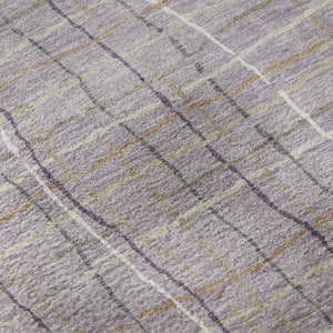 HomeRoots 9' X 12' Striped Area Rug in Lavender, Ivory & Gray - Durable, Washable, UV Protected for Busy Homes 678567
