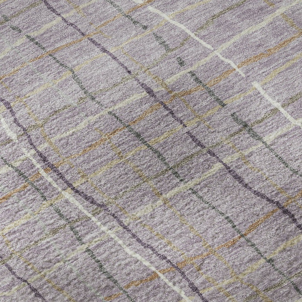 HomeRoots 9' X 12' Striped Area Rug in Lavender, Ivory & Gray - Durable, Washable, UV Protected for Busy Homes 678567