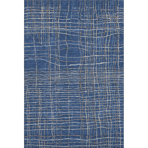 HomeRoots 5' X 8' Navy Blue & Ivory Striped Washable Area Rug - UV Protected, Durable, Easy Care for Busy Homes 678570