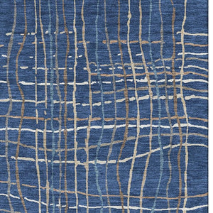 HomeRoots 5' X 8' Navy Blue & Ivory Striped Washable Area Rug - UV Protected, Durable, Easy Care for Busy Homes 678570