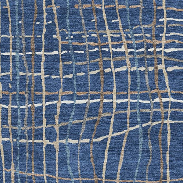 HomeRoots 9' X 12' Navy Blue And Ivory Striped Area Rug - Durable, Washable & UV-Protected for Everyday Living 678573