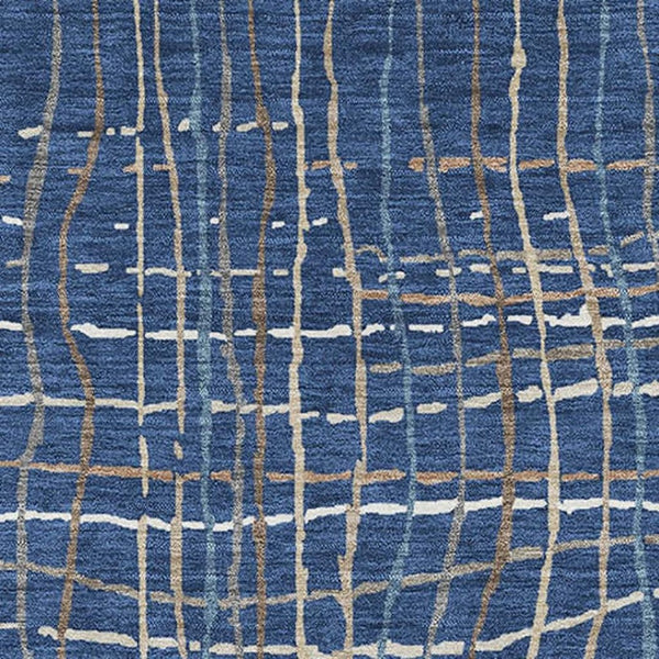 HomeRoots 10' X 14' Navy Blue & Ivory Striped Washable Area Rug – Durable, UV-Protected, Perfect for High-Traffic Spaces 678574