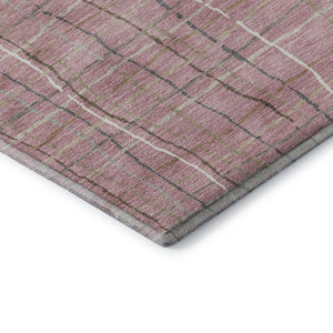 HomeRoots 10' Pink Ivory and Gray Striped Washable Area Rug - Durable, UV Protected, Perfect for Busy Homes! 678580
