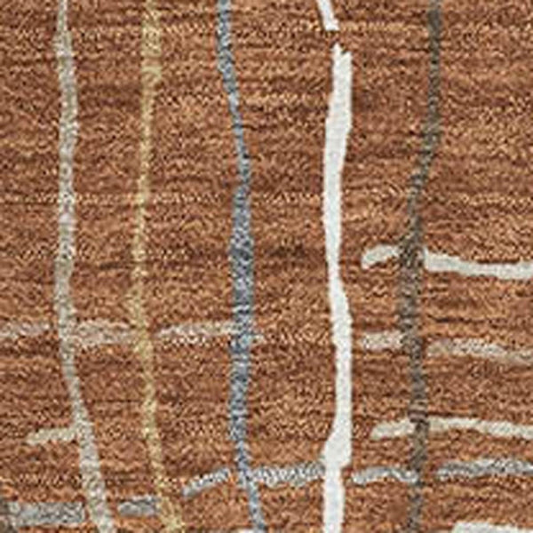 HomeRoots 5' x 8' Stylish Rust, Ivory & Gray Striped Area Rug - Washable, Stain Resistant, UV Protected! 678582