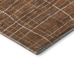 HomeRoots 8' X 10' Striped Washable Area Rug in Rust, Ivory & Gray - UV Protected, Stain-Resistant & Durable! 678584