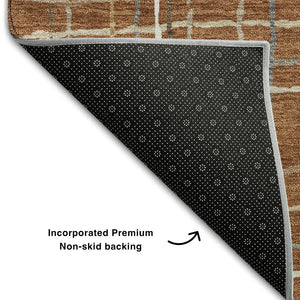 HomeRoots 9' X 12' Stylish Rust Ivory Gray Striped Washable Area Rug with UV Protection for Busy Homes 678585