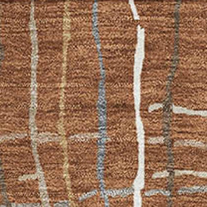 HomeRoots 9' X 12' Stylish Rust Ivory Gray Striped Washable Area Rug with UV Protection for Busy Homes 678585