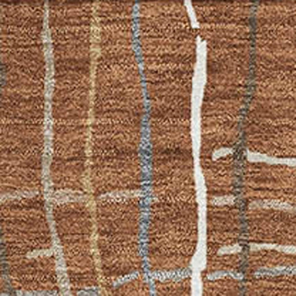 HomeRoots 9' X 12' Stylish Rust Ivory Gray Striped Washable Area Rug with UV Protection for Busy Homes 678585