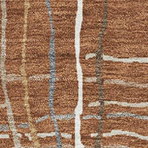 HomeRoots 10' X 14' Striped Washable Area Rug in Rust, Ivory & Gray - Durable, Stain Resistant & UV Protected! 678586