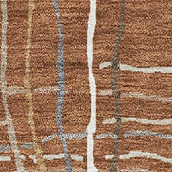 HomeRoots 10' X 14' Striped Washable Area Rug in Rust, Ivory & Gray - Durable, Stain Resistant & UV Protected! 678586