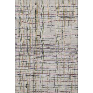 HomeRoots 5' X 8' Beige Gold And Blue Striped Washable Area Rug – Durable, Stain-Resistant, UV Protected Style! 678588