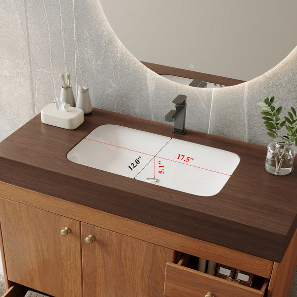 English Elm 36" Freestanding Bathroom Vanity Sintered Stone Top Ceramic Sink Stainless Steel Legs Brown,Gold,Walnut,White W3136S00071