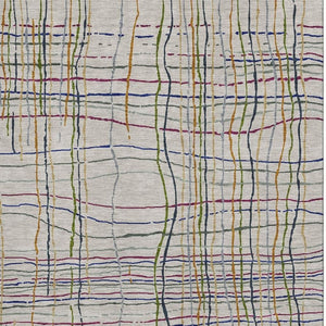 HomeRoots 8' X 10' Stylish Beige Gold & Blue Striped Washable Area Rug with UV Protection for Homes 678590