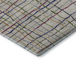 HomeRoots 10' X 14' Striped Area Rug in Beige, Gold & Blue - Washable, UV Protected, Stain-Resistant Design 678592