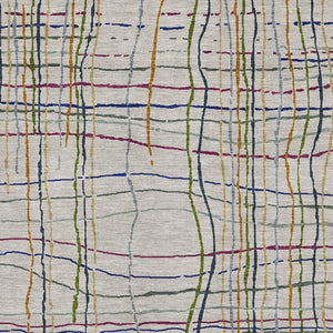 HomeRoots 10' X 14' Striped Area Rug in Beige, Gold & Blue - Washable, UV Protected, Stain-Resistant Design 678592