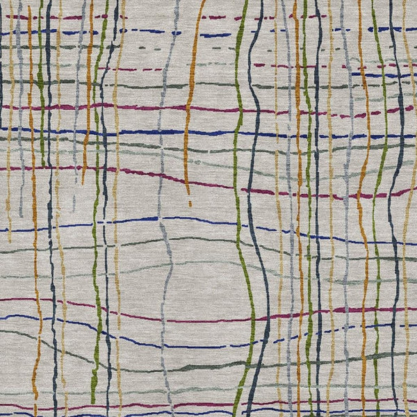 HomeRoots 10' X 14' Striped Area Rug in Beige, Gold & Blue - Washable, UV Protected, Stain-Resistant Design 678592