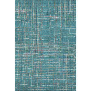 HomeRoots 5' Teal, Brown & Ivory Striped Washable Area Rug - Durable, UV Protected, Perfect for Busy Homes! 678594