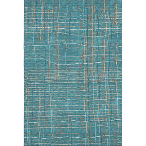 HomeRoots 9' X 12' Stylish Teal, Brown & Ivory Striped Area Rug – Washable, UV Protected, Ideal for Homes 678597