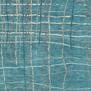 HomeRoots 10' Teal Brown Ivory Striped Washable Area Rug - Durable, UV-Protected for High-Traffic Spaces! 678598