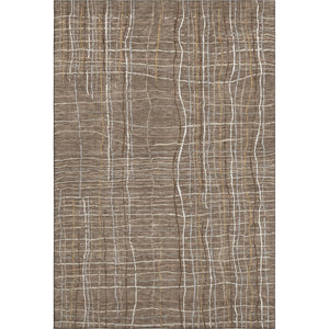 HomeRoots 8' X 10' Stylish Taupe Ivory Gold Striped Washable Area Rug with Stain Resistance & UV Protection 678602