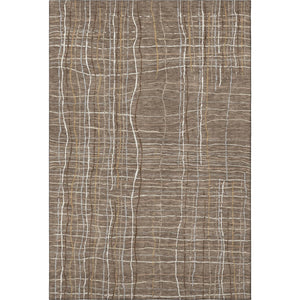 HomeRoots 8' X 10' Stylish Taupe Ivory Gold Striped Washable Area Rug with Stain Resistance & UV Protection 678602