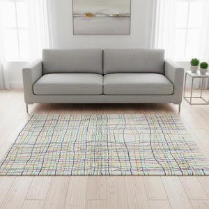 HomeRoots 5' X 8' Vibrant Striped Washable Area Rug with UV Protection – Perfect for High-Traffic Spaces! 678606