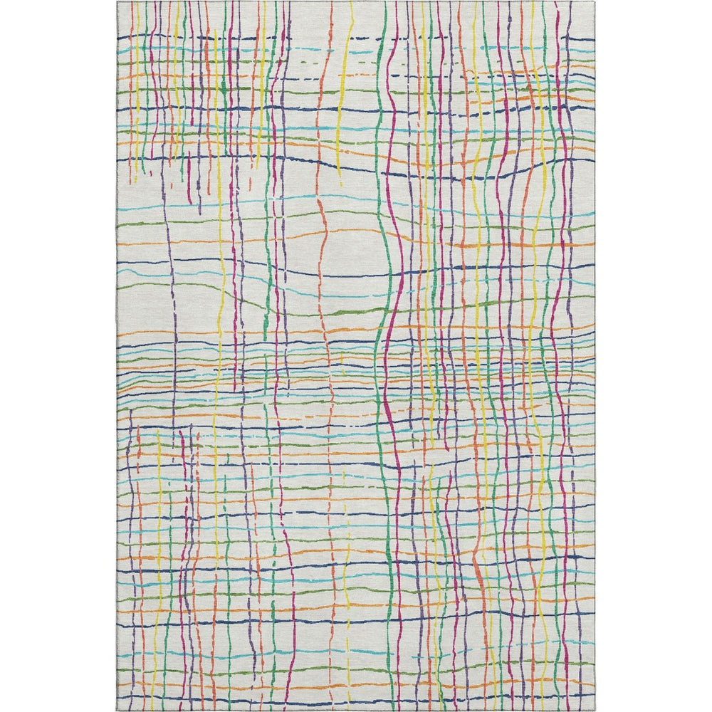 HomeRoots 5' X 8' Vibrant Striped Washable Area Rug with UV Protection – Perfect for High-Traffic Spaces! 678606
